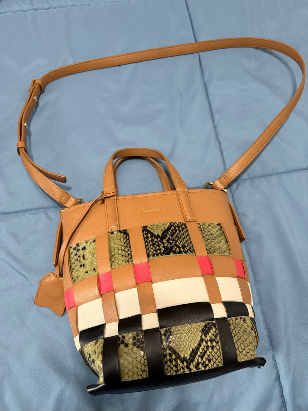 3.1 Philip Lim Colorblock Leather Crossbody Bag - Tan, Olive & Black